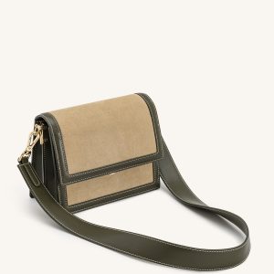 Mini Flap Faux Suede Crossbody - Green