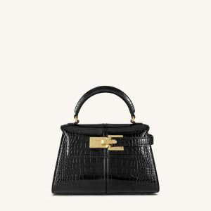 Elise Top Handle Bag - Black Croc