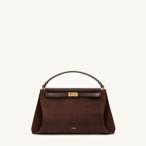 Carmen Faux Suede Top Handle Bag - Dark Brown