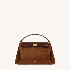 Carmen Faux Suede Top Handle Bag - Brown