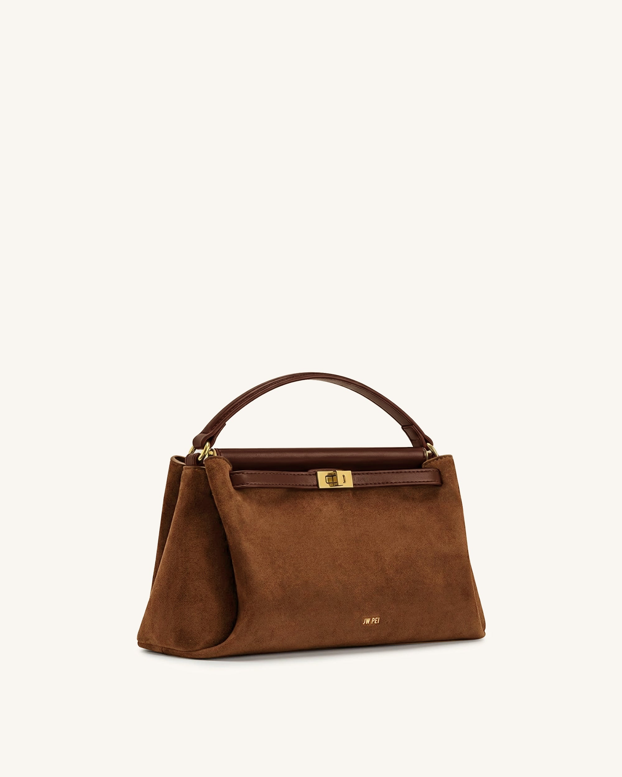 Carmen Faux Suede Top Handle Bag - Brown - Image 2
