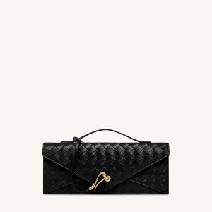 Celeste Woven Textured Envelope Top Handle Bag - Black