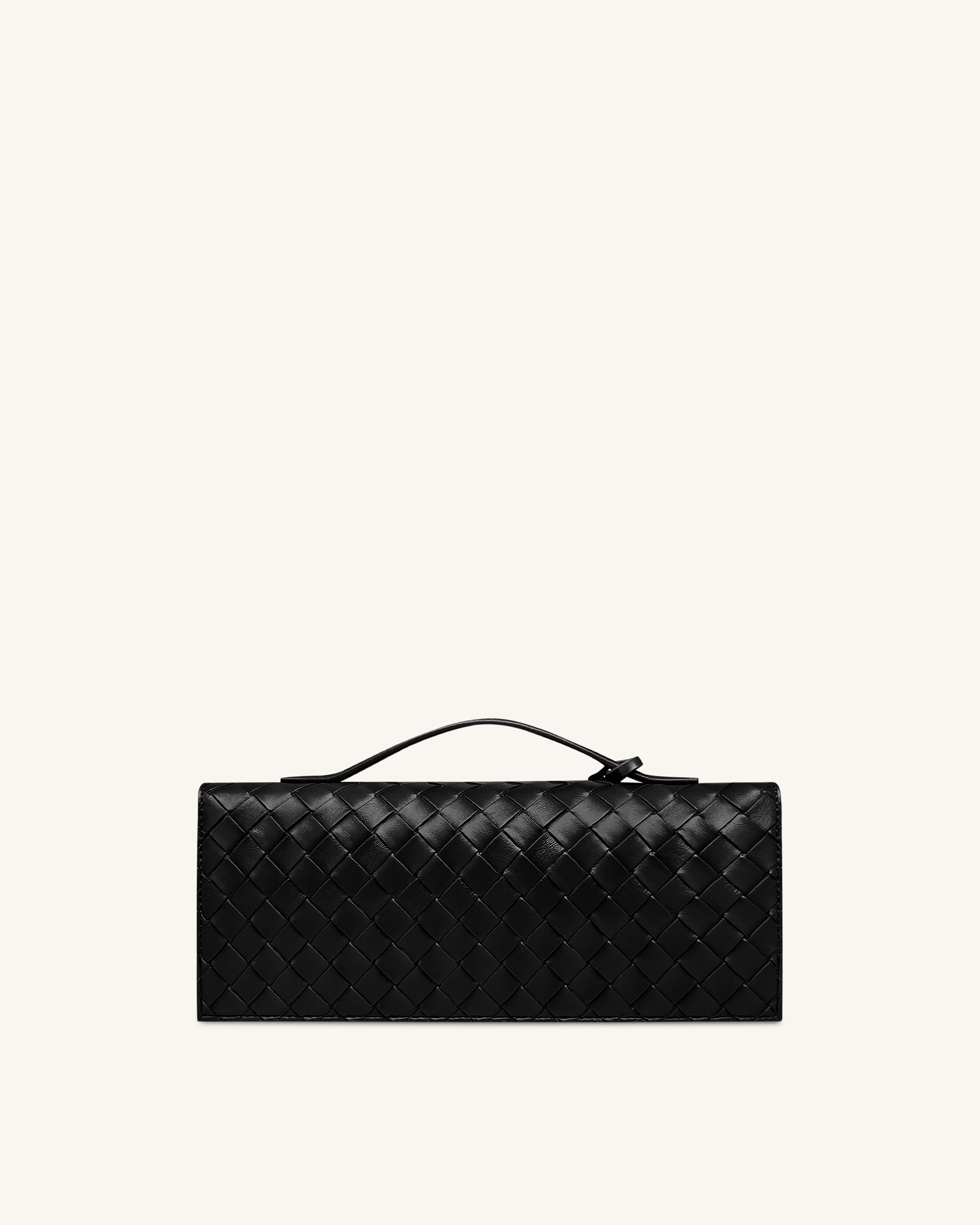 Celeste Woven Textured Envelope Top Handle Bag - Black - Image 3
