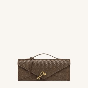 Celeste Woven Textured Envelope Top Handle Bag - Mocha Brown
