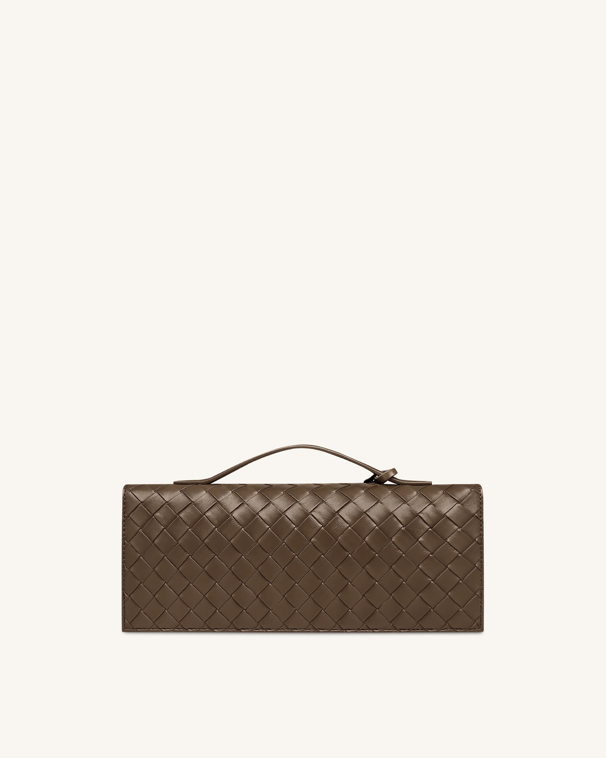 Celeste Woven Textured Envelope Top Handle Bag - Mocha Brown - Image 3