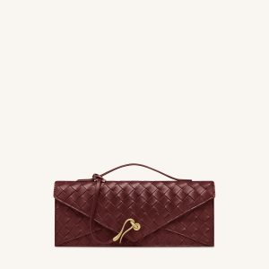 Celeste Woven Textured Envelope Top Handle Bag - Burgundy