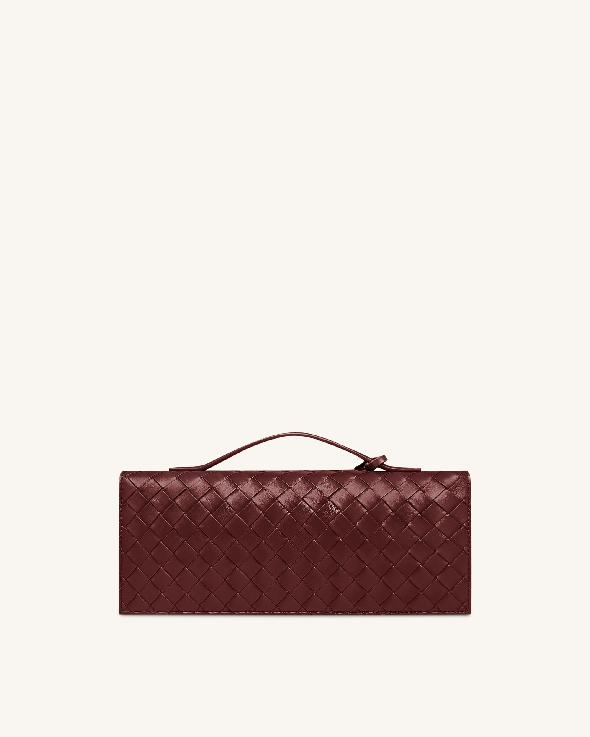 Celeste Woven Textured Envelope Top Handle Bag - Burgundy - Image 3