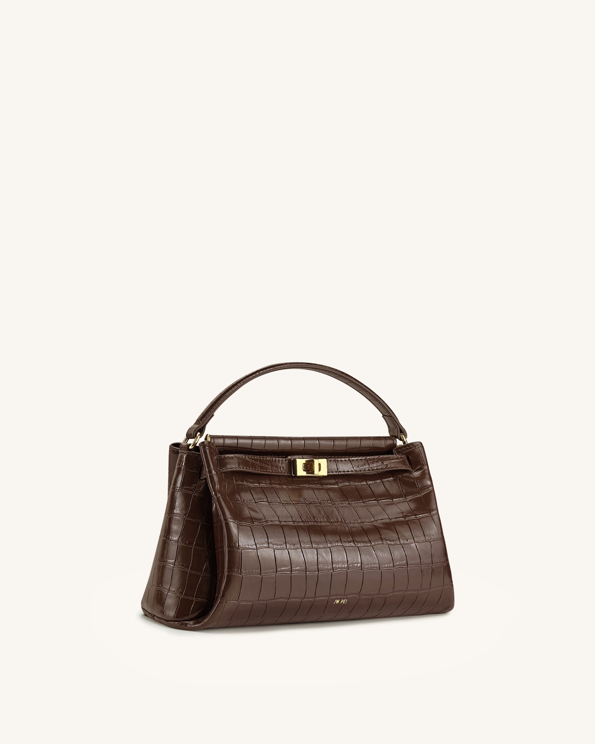 Carmen Top Handle Bag - Dark Brown Croc - Image 2