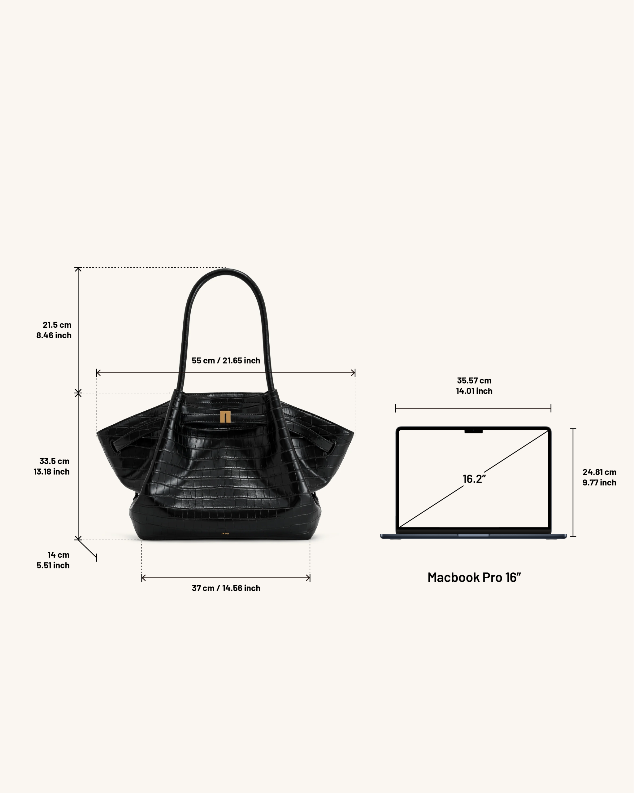 Hana Large Tote Bag - Black Croc - Image 2