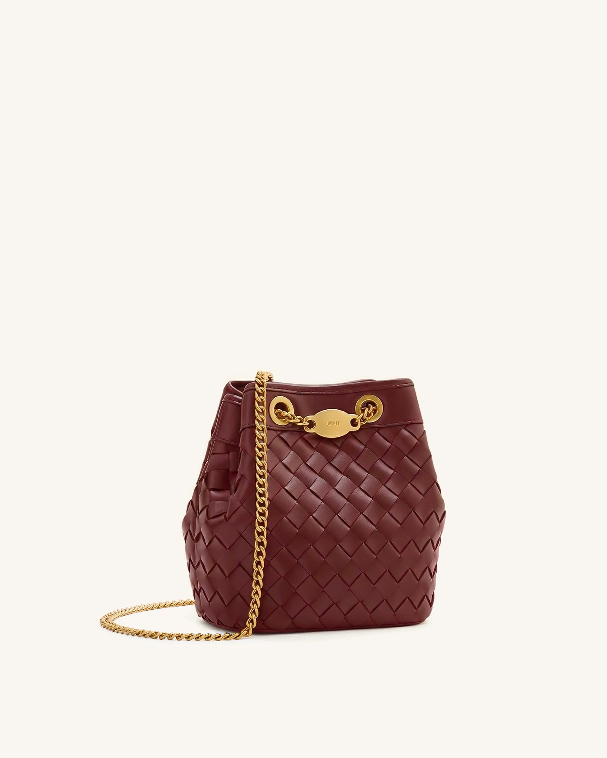 Yara Hand-Woven Bucket Bag - Burgundy - Image 2