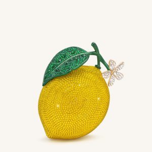 Lemon-Inspired Rhinestone Clutch - Yellow