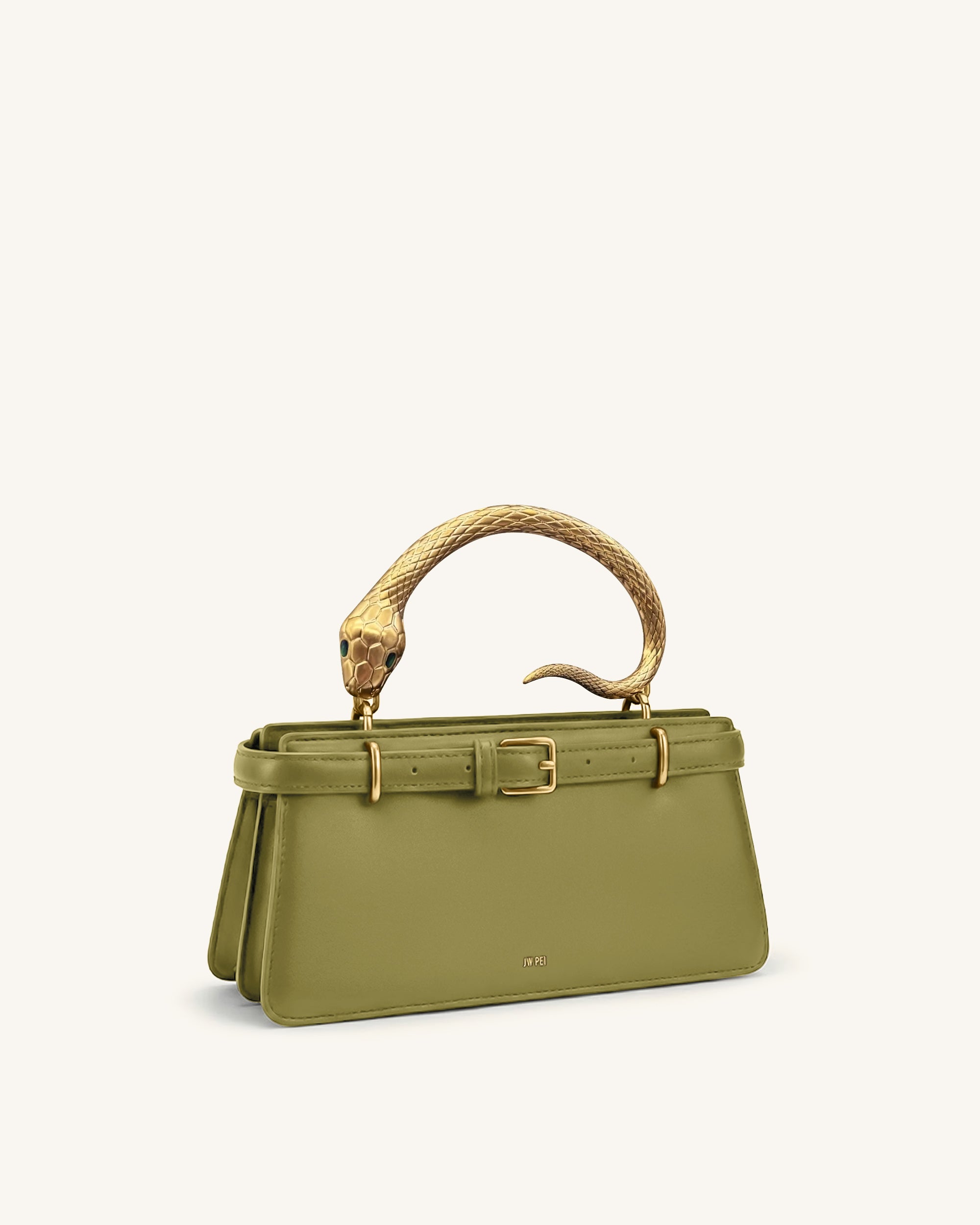 Elena Snake Handle Top Handle Bag - Matcha Green - Image 2