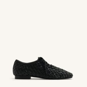 Kayla Weave Strap Flat Shoes - Black
