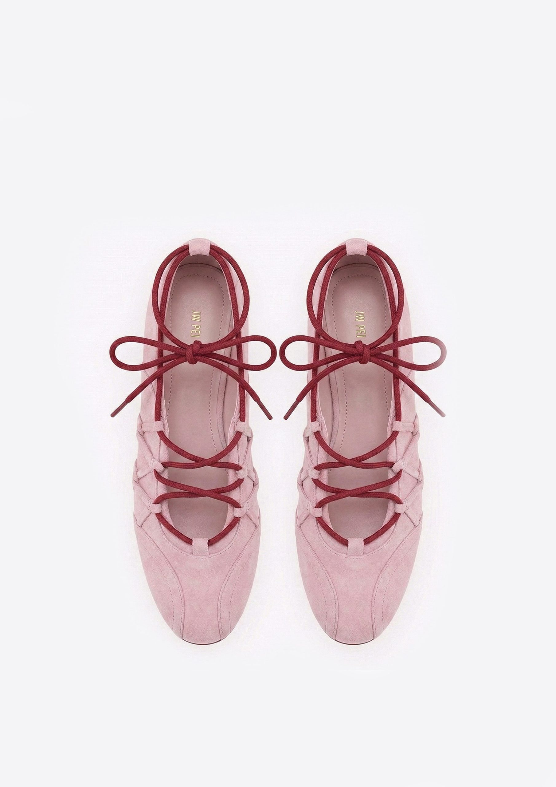 Iria Lace-Up Ballet Flats - Dusty Rose - Image 2