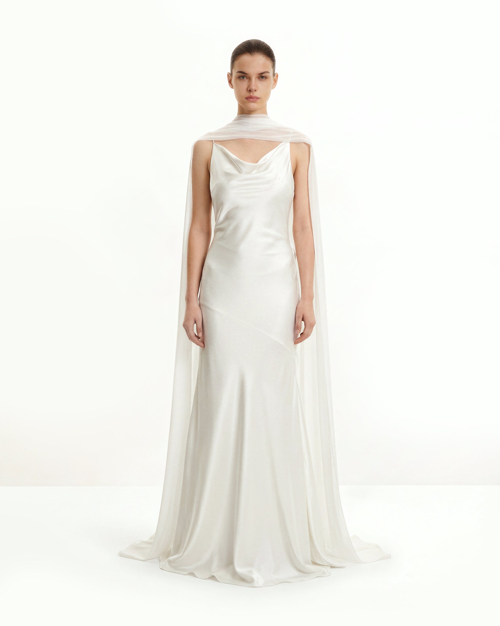 Tulle Cape Shawl - White - Image 3
