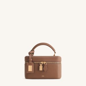 Cleo Box Shape Top Handle Bag - Brown