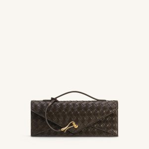 Celeste Woven Textured Envelope Top Handle Bag - Dark Brown