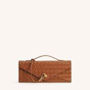 Celeste Woven Textured Envelope Top Handle Bag - Brown