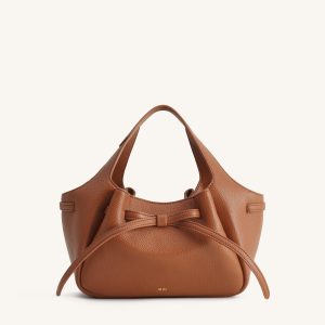 Mabel Soft Bow Tote Bag - Caramel Brown
