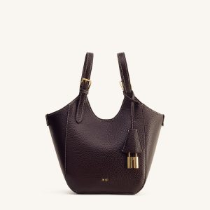 Ines Padlock Tote Bag - Dark Brown