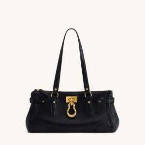 Yvette Elongated Tote Bag - Black
