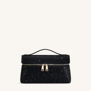 Thea Artificial Crystal Top Handle Bag - Black
