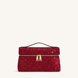 Thea Artificial Crystal Top Handle Bag - Red