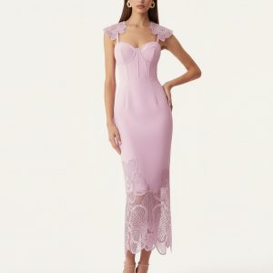 Orchid Embroidered Corset Dress - Dusty Rose