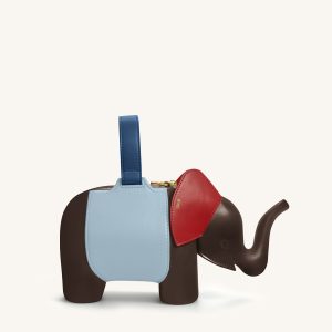 Claire Elephant Shaped Handbag - Dark Brown/Blue