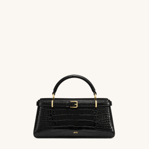 Elena Classic Top Handle Bag - Black Croc