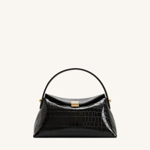 Talia Top Handle Bag - Black Croc