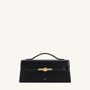Lena Metal Rope Knot Top Handle Bag - Black