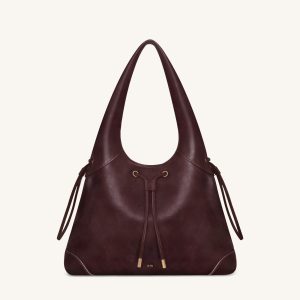 Elara Drawstring Hobo Bag - Deep Burgundy