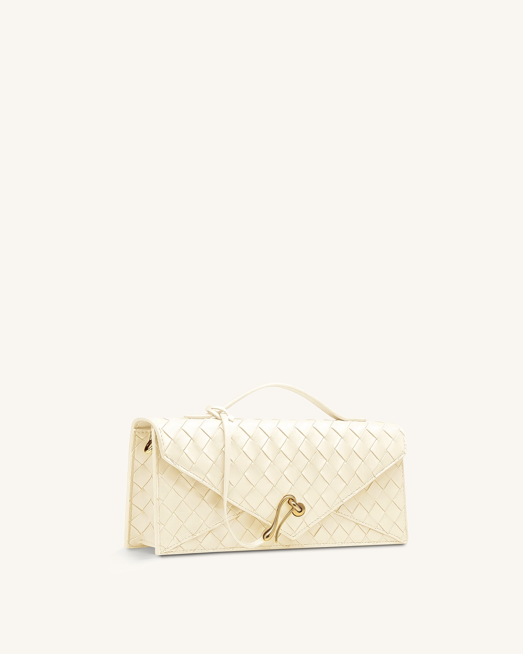 Celeste Woven Textured Envelope Top Handle Bag - Ivory - Image 2