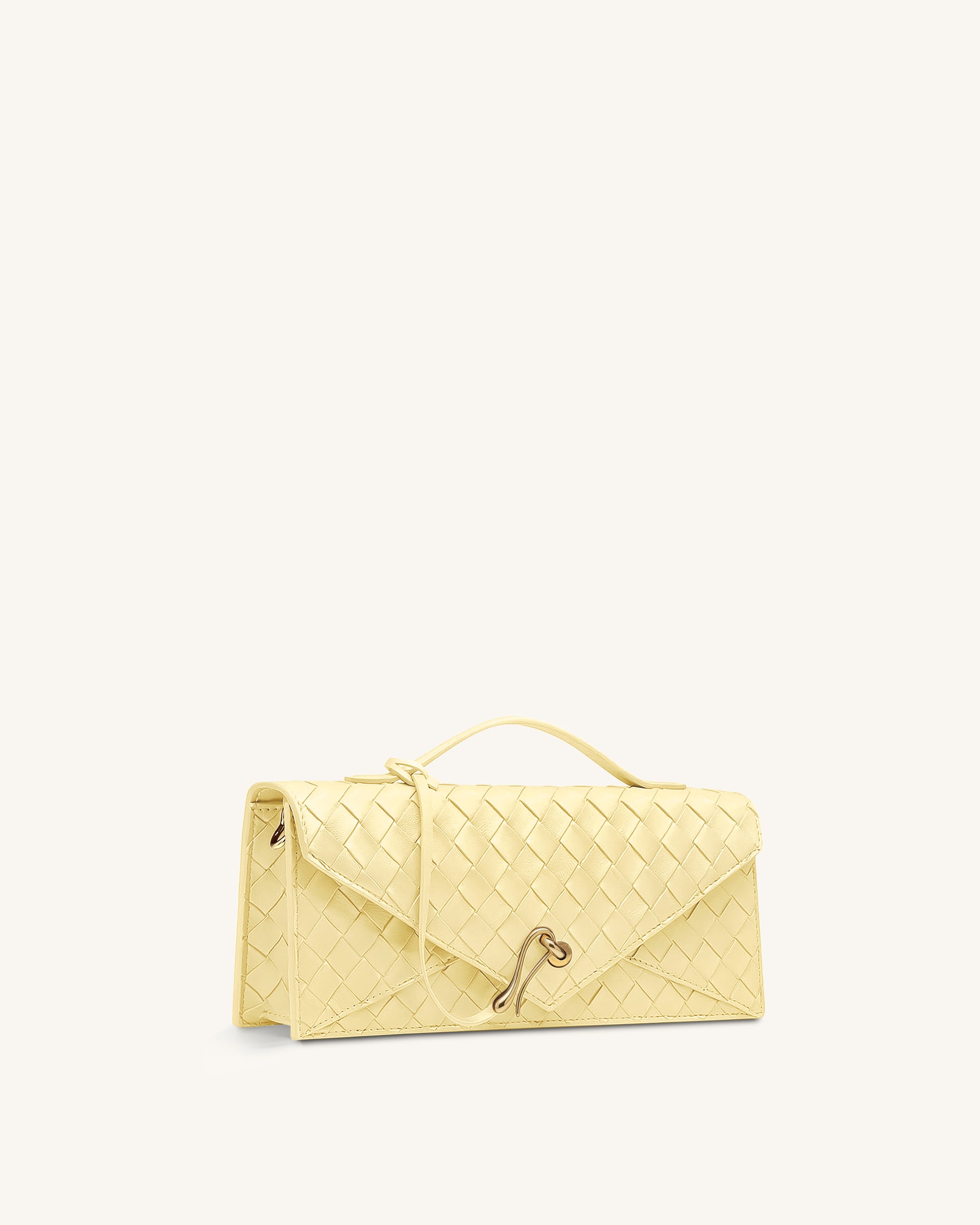 Celeste Woven Textured Envelope Top Handle Bag - Yellow - Image 2