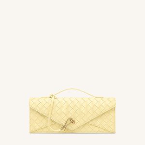 Celeste Woven Textured Envelope Top Handle Bag - Yellow