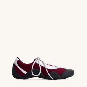 Caitlin Faux Suede Lace-up Ballerina Sneakers - Burgundy & Light Grey