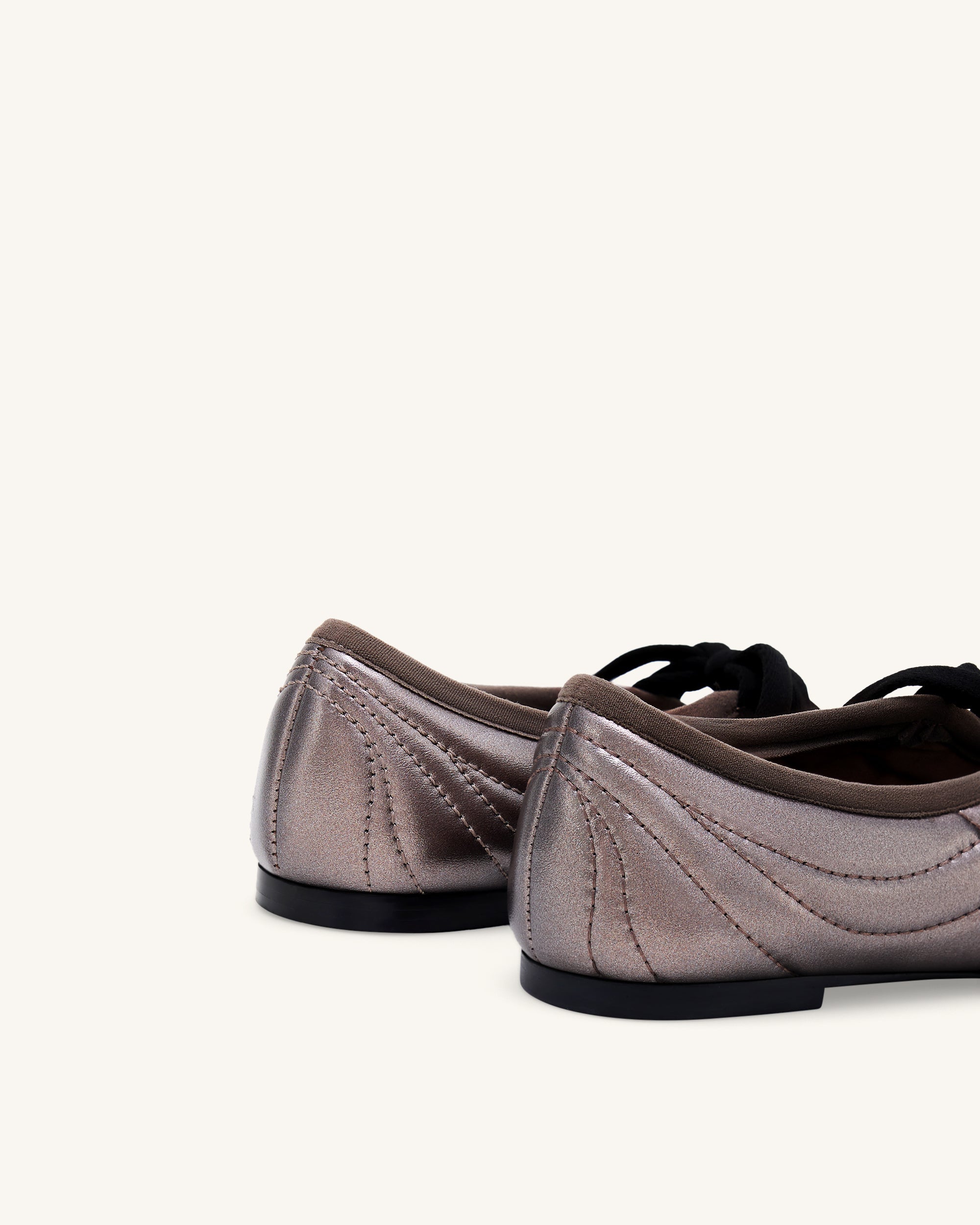 Erika Topstitching Lace-up Ballet Flats - Dark Brown - Image 5