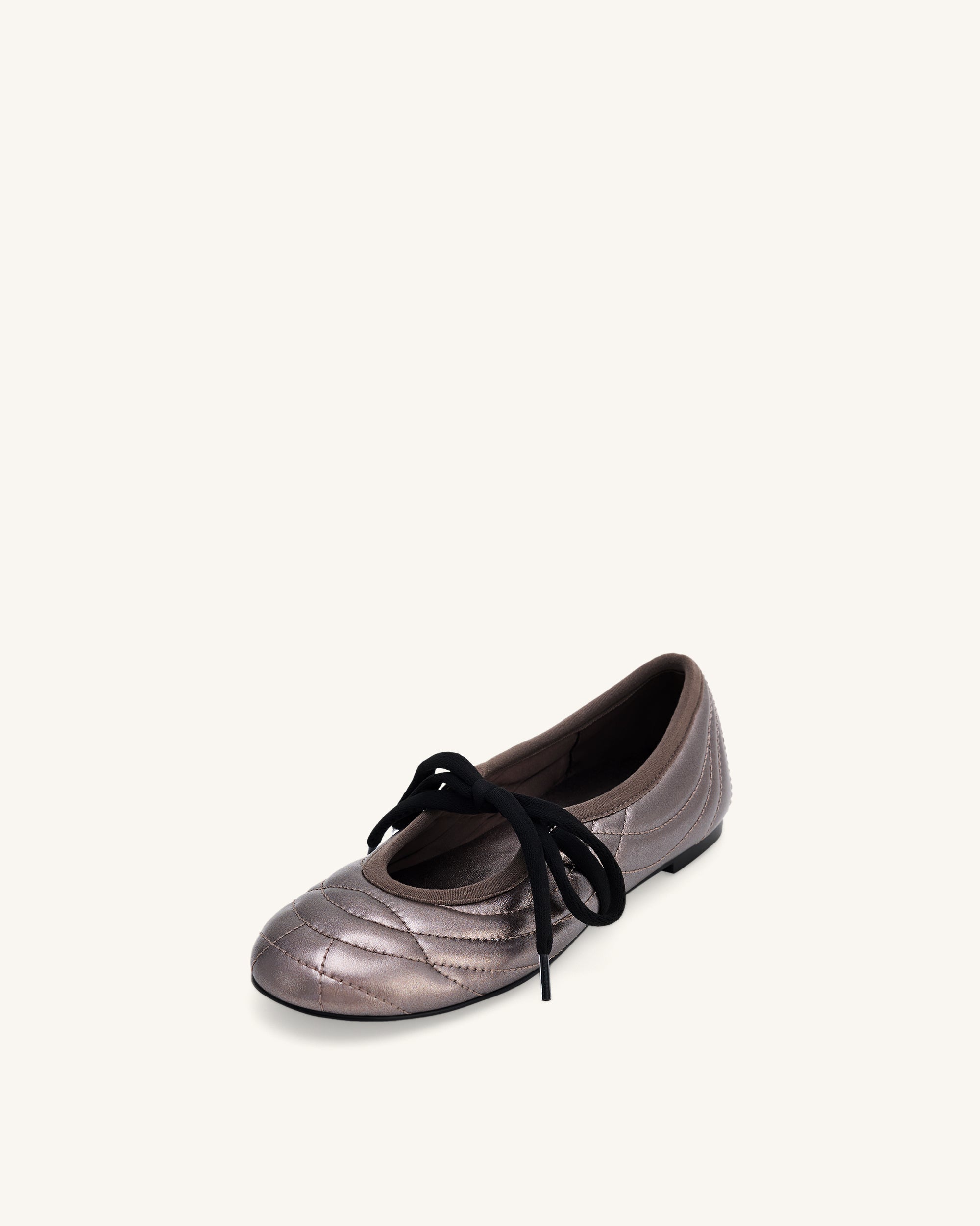 Erika Topstitching Lace-up Ballet Flats - Dark Brown - Image 7
