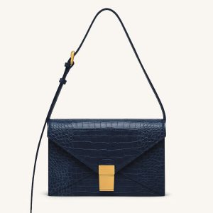 Clio Envelope Crossbody Bag - Navy Croc