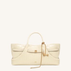 Maeve Dachshund Metal Charm Tote Bag - Ivory Croc