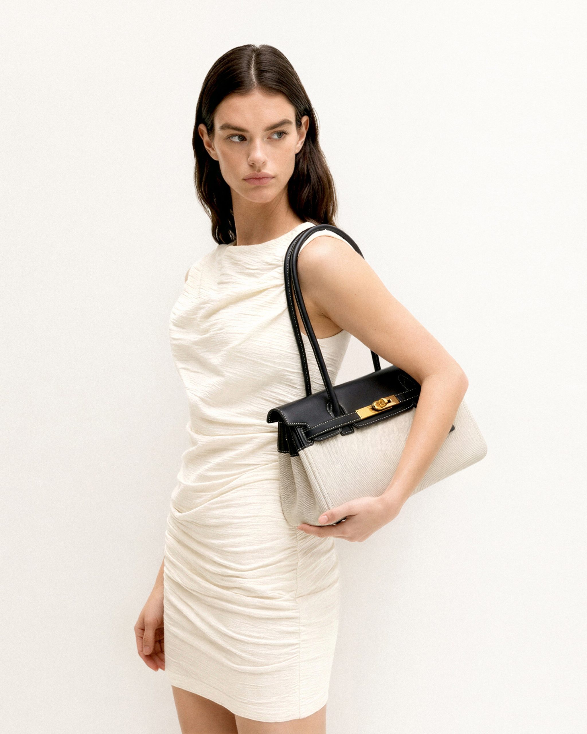 Yara Shoulder Bag - Black Canvas - Image 2