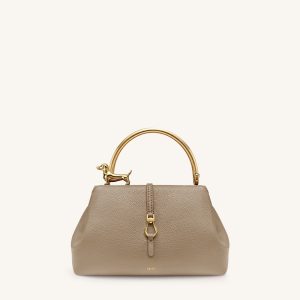 Bruna Dachshund Metal Handle Top Handle Bag - Light Brown