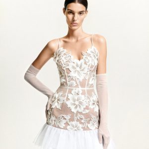 Floral Sling Mini Dress - White