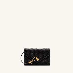 Celeste Woven Textured Envelope Wallet - Black
