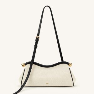 Naomi Curved Shoulder Bag - Black Canvas