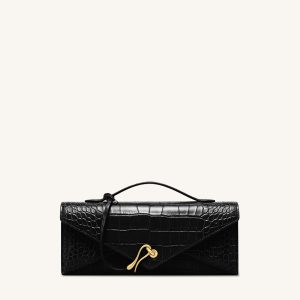 Celeste Envelope Top Handle Bag - Black Croc