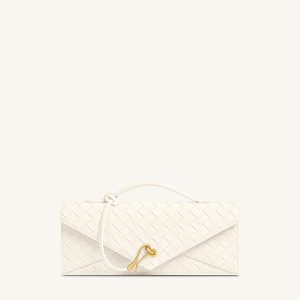 Celeste Faux Suede Woven Textured Envelope Top Handle Bag - White