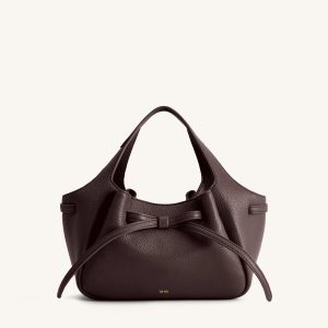 Mabel Soft Bow Tote Bag - Dark Brown