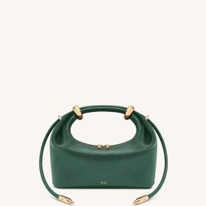 Ellie Metal Ring Embellished Top Handle Bag - Forest Green